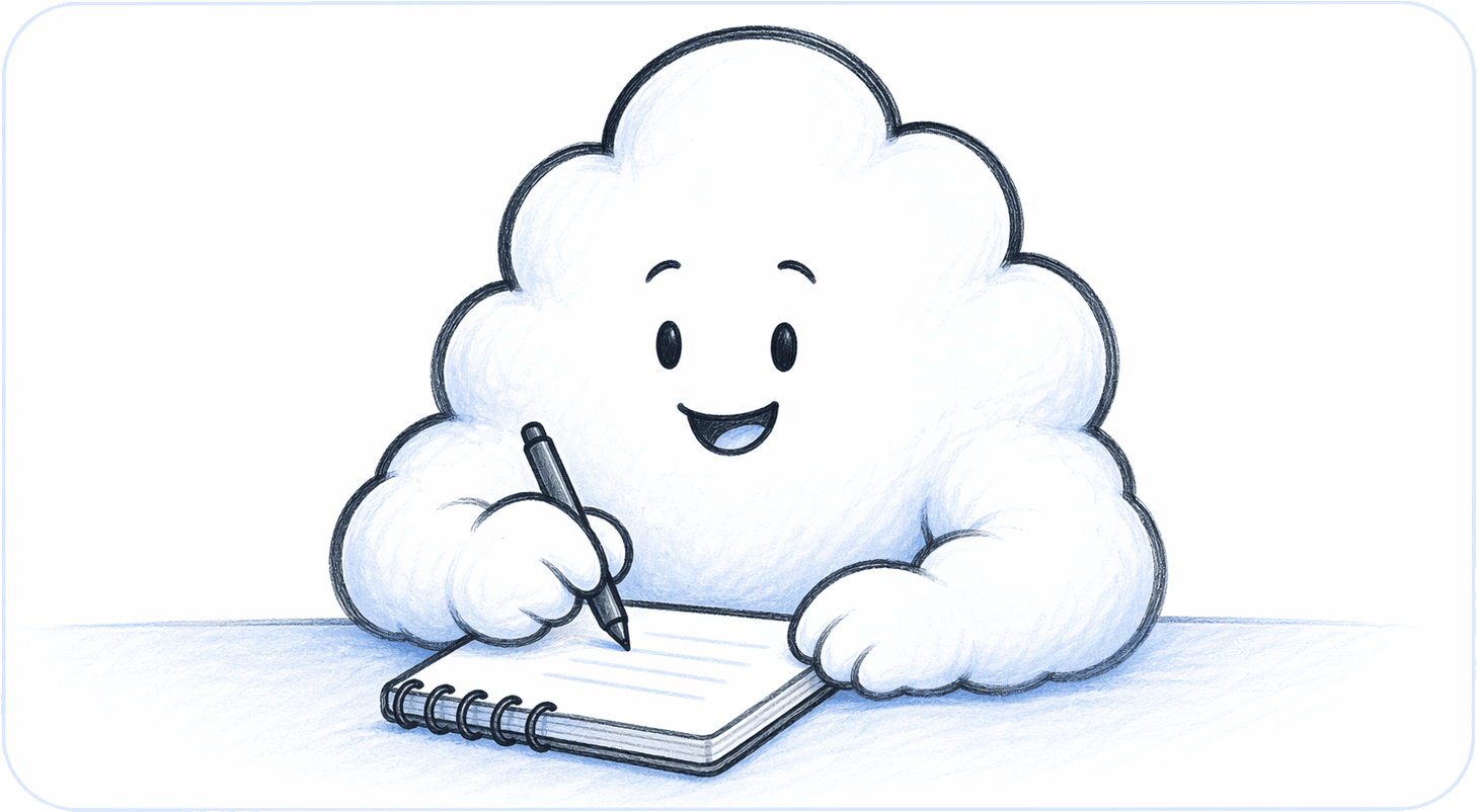 Cloud participant taking notes in a meeting tile